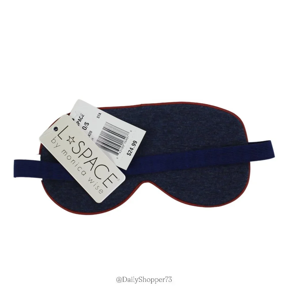 l*space Women's Navy Blue Satin Star Patterned Eye Sleep Mask with Elastic Band